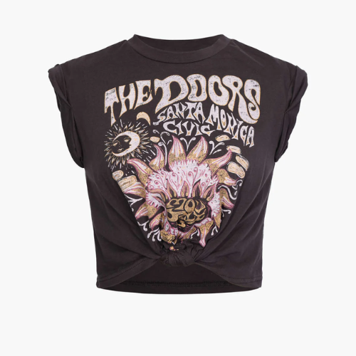 Flower Print Hem Knotted T-Shirt