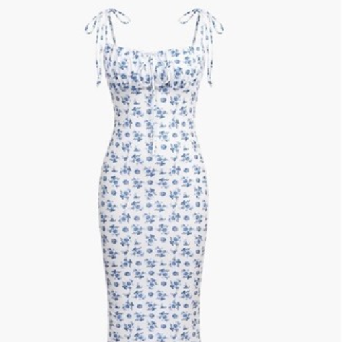 Floral Print Tie Strap Maxi Dress